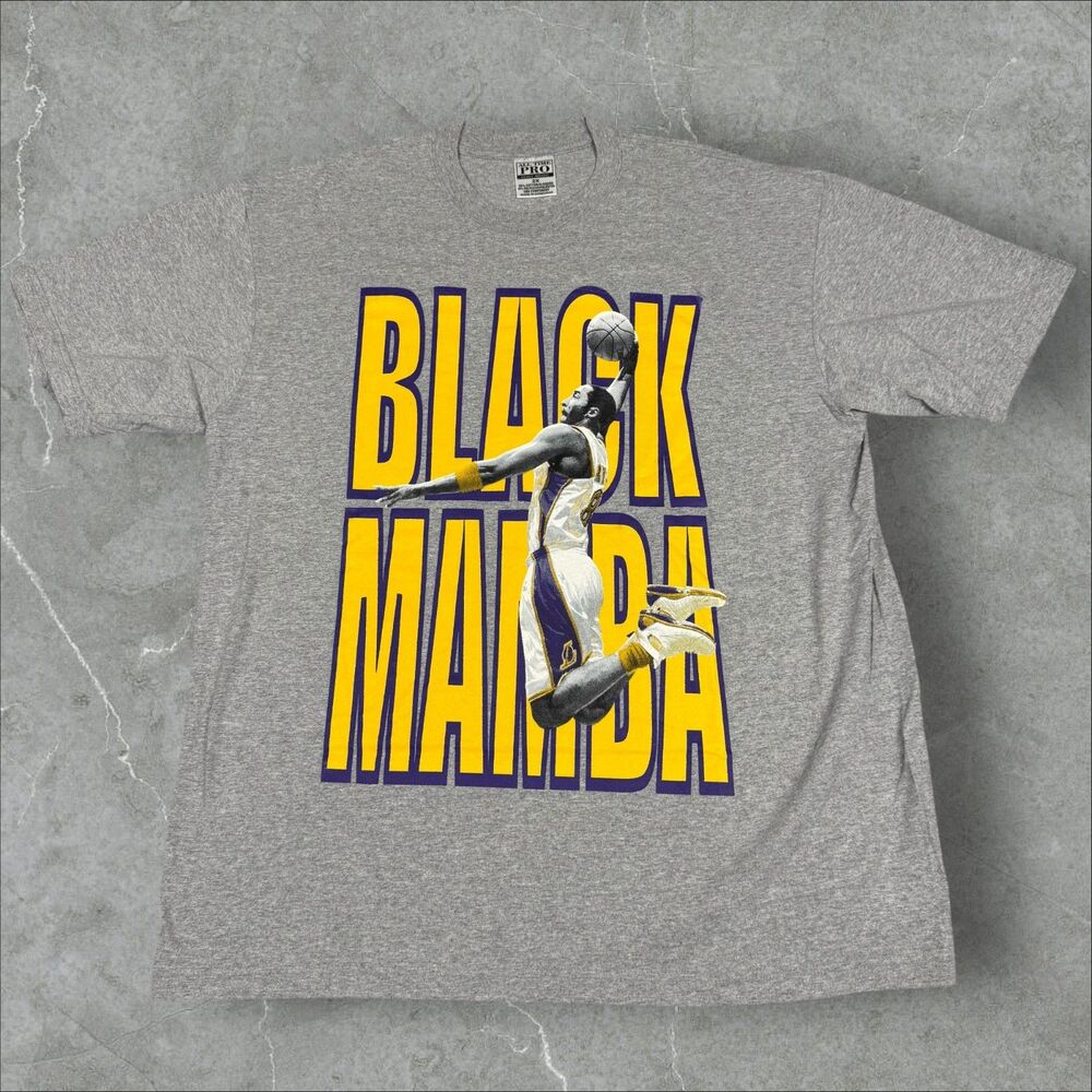 Rare Vintage Y2K NBA Kobe Bryant Black Mamba Spell Out NEW Graphic T Shirt - 2XL